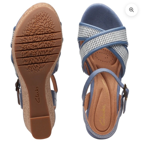 CLARKS ELLERI PLUM DENIM‎ BLUE LEATHER SIZE 9W - Picture 4 of 4